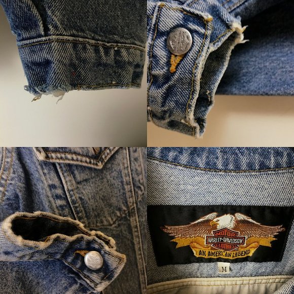 Vintage Harley Davidson Eagle Denim Jacket Motorcycles Adult Blue Medium Biker - Picture 4 of 16
